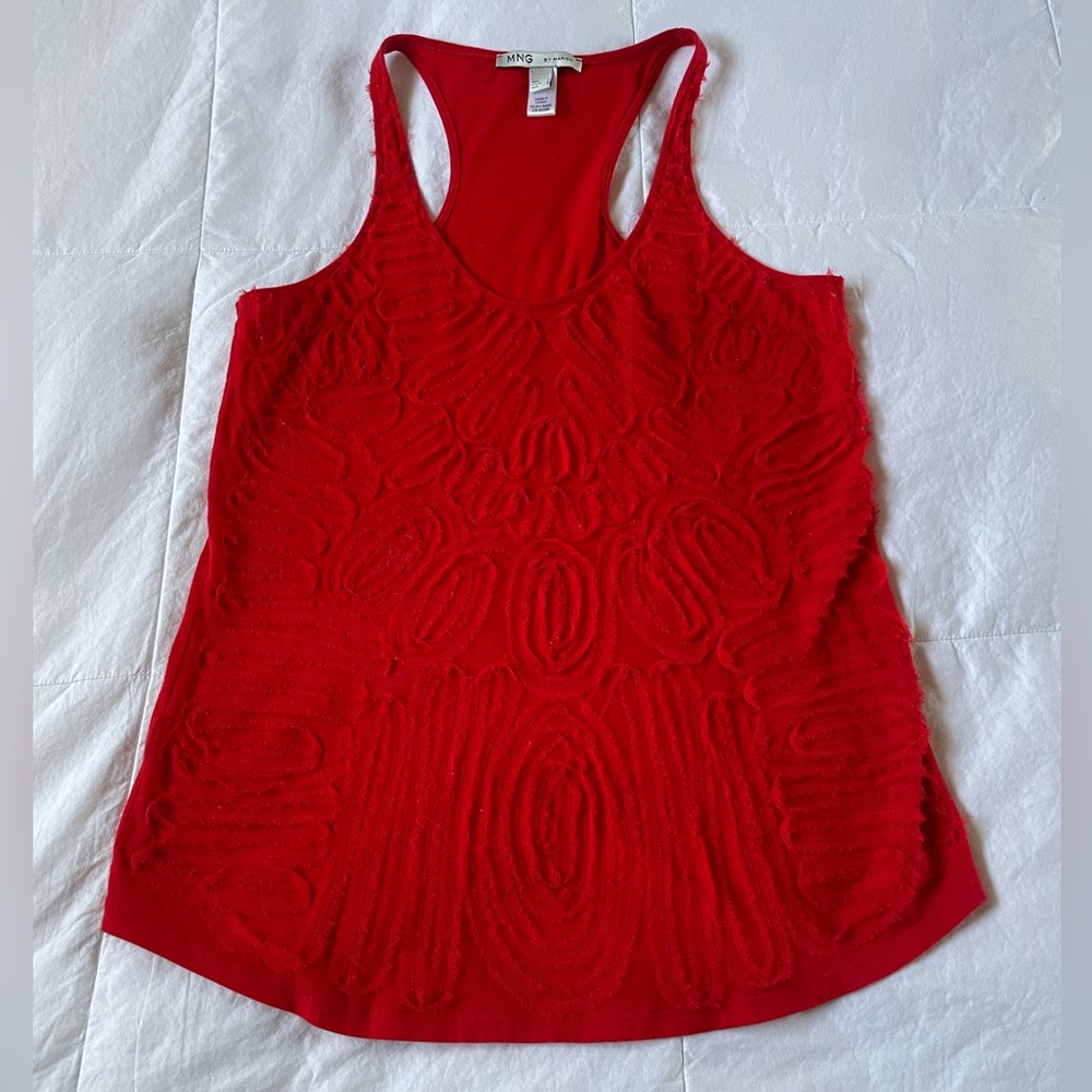 Mango Chiffon Red Roses Racerback Tank Size M - Picture 2 of 6